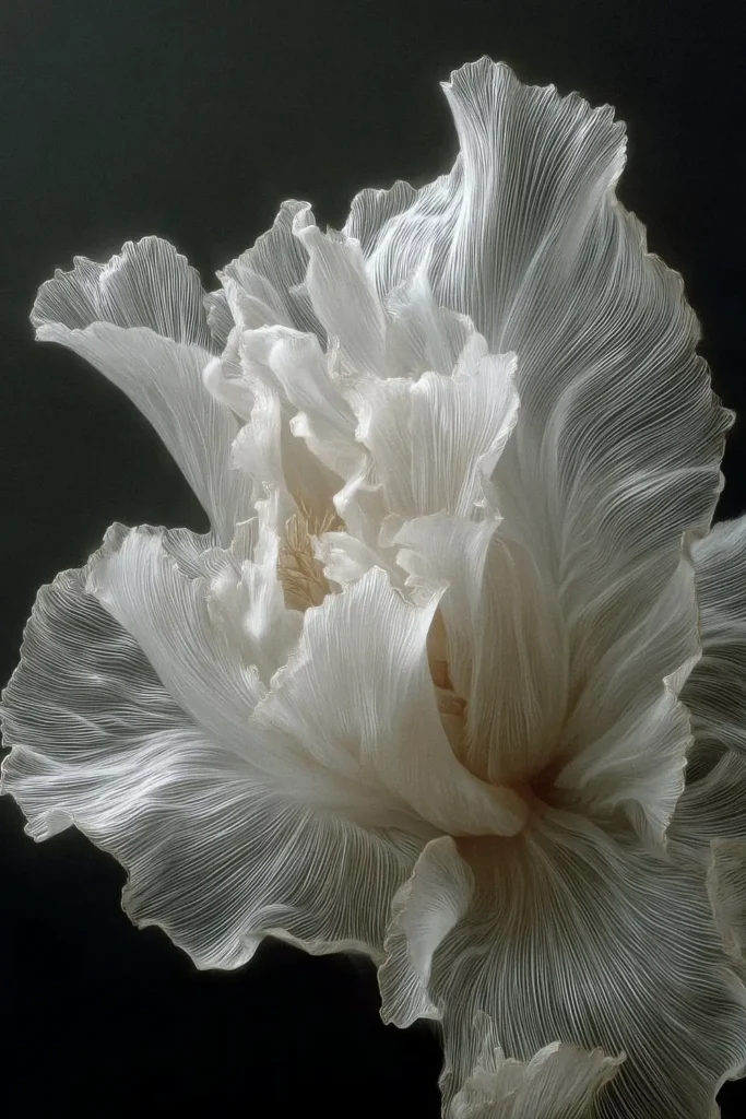 Weiße Blume vor schwarzem Hintergrund